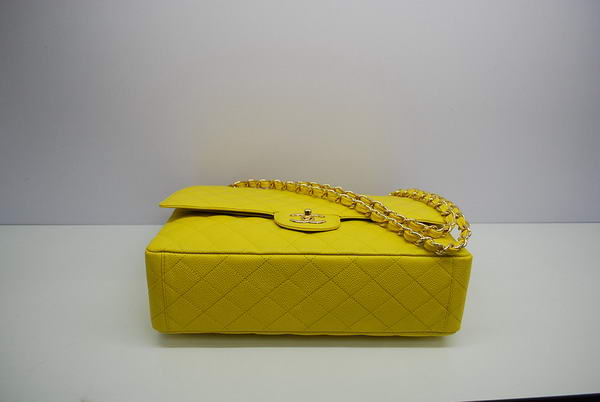 Chanel Maxi Double Flaps Bag A36098 Lemon Original Caviar Leather Gold