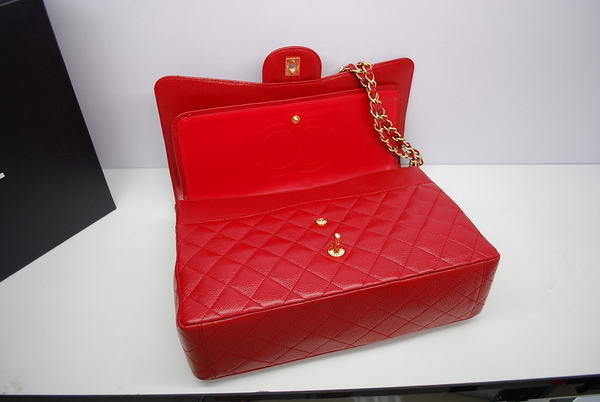 Chanel Maxi Double Flaps Bag A36098 Red Original Caviar Leather Gold