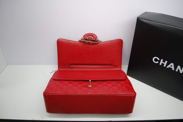 Chanel Maxi Double Flaps Bag A36098 Red Original Caviar Leather Silver