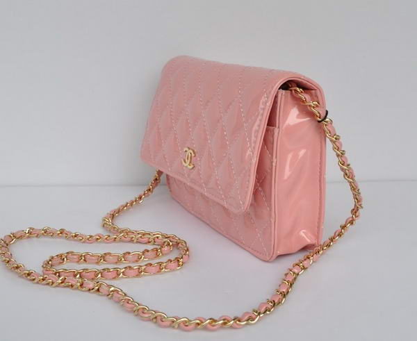 Chanel Patent Leather Flap Bag A33814 Pink Gold