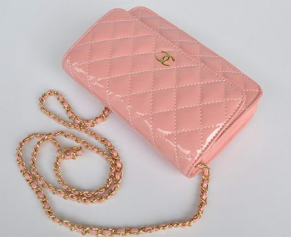 Chanel Patent Leather Flap Bag A33814 Pink Gold