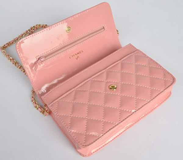 Chanel Patent Leather Flap Bag A33814 Pink Gold