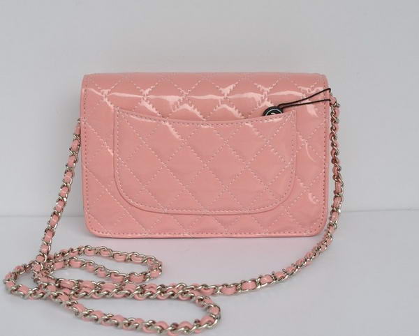 Chanel Patent Leather Flap Bag A33814 Pink Silver