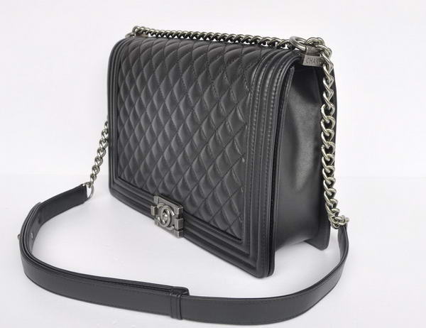 Chanel A67087 Black Sheepskin Leather Le Boy Flap Shoulder Bag