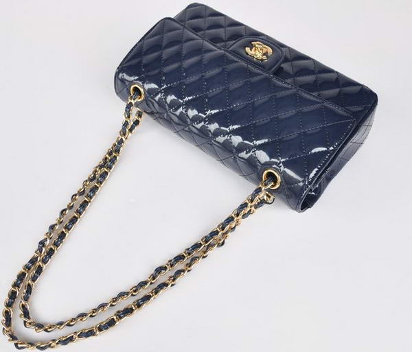 buy Cheap Chanel 2.55 Series Royalblue Patent Leather Flap Bag Gold Hardware