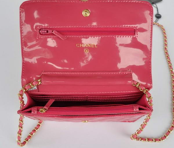 Top Quality Chanel A33814 Peach Patent Leather Flap Bag Gold