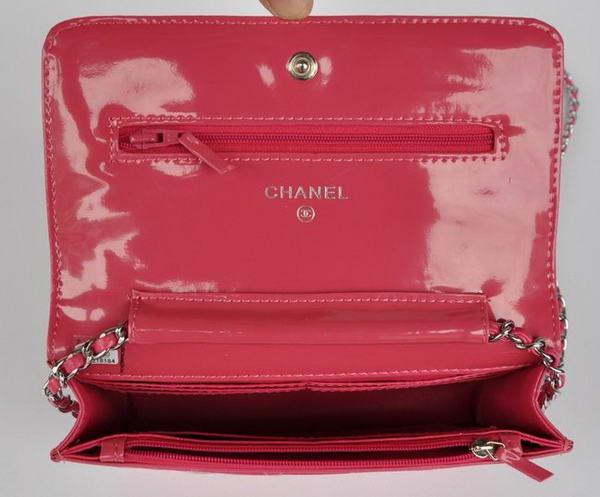 Top Quality Chanel A33814 Peach Patent Leather Flap Bag Silver