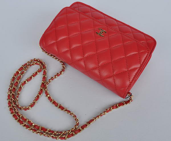 New Color Chanel A33814 Red Sheepskin Leather Flap Bag Gold