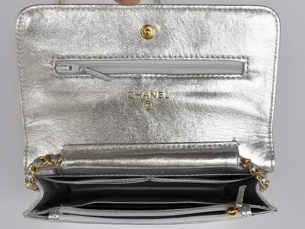 New Color  Chanel A33814 Silver Sheepskin Leather Flap Bag Gold