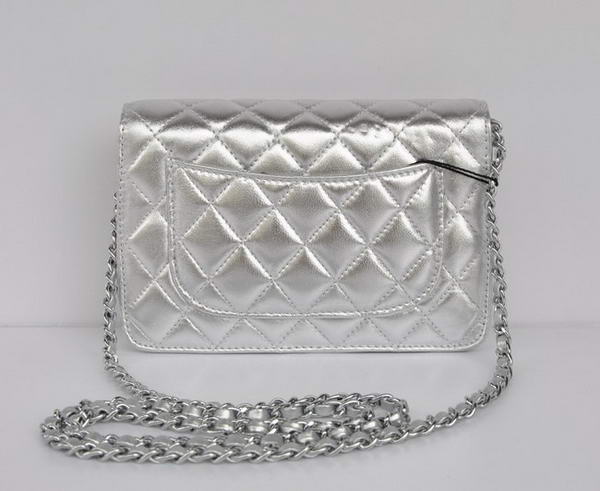 New Color  Chanel A33814 Silver Sheepskin Leather Flap Bag Silver