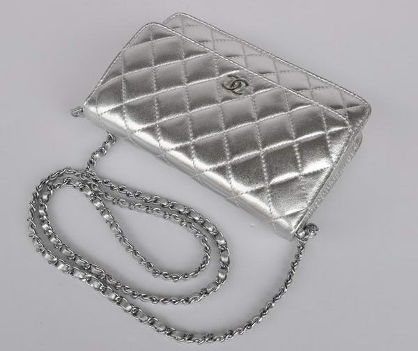 New Color  Chanel A33814 Silver Sheepskin Leather Flap Bag Silver