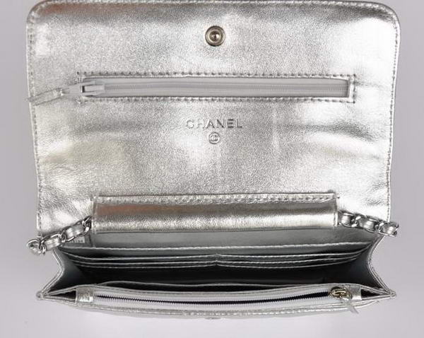 New Color  Chanel A33814 Silver Sheepskin Leather Flap Bag Silver