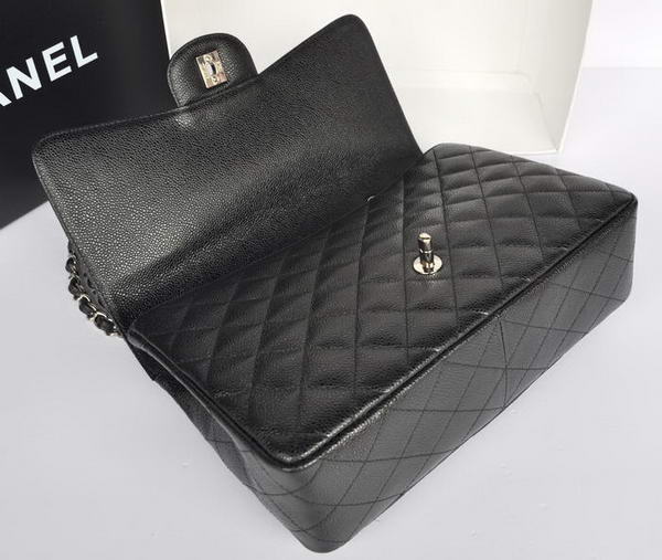 Fashion Chanel Original Caviar Leather Classic Flap Bag A28600 Black Silver