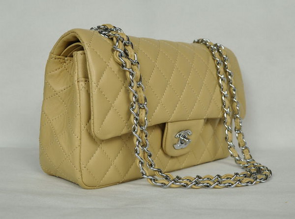 Chanel Classic Flap Bag 1112 Apricot Leather Silver Hardware