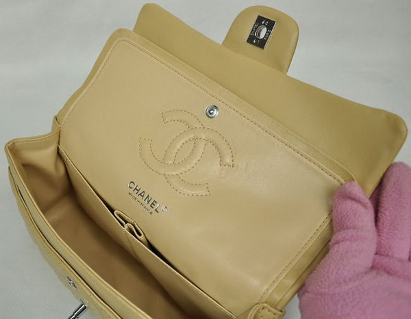 Chanel Classic Flap Bag 1112 Apricot Leather Silver Hardware