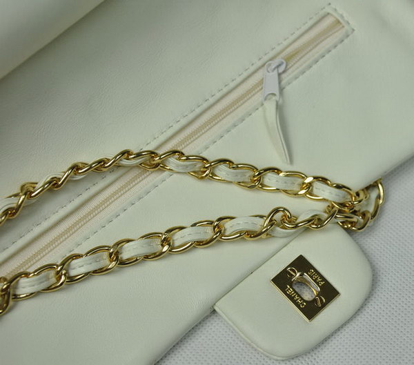 Chanel Classic Flap Bag 1112 Beige Leather Golden Hardware