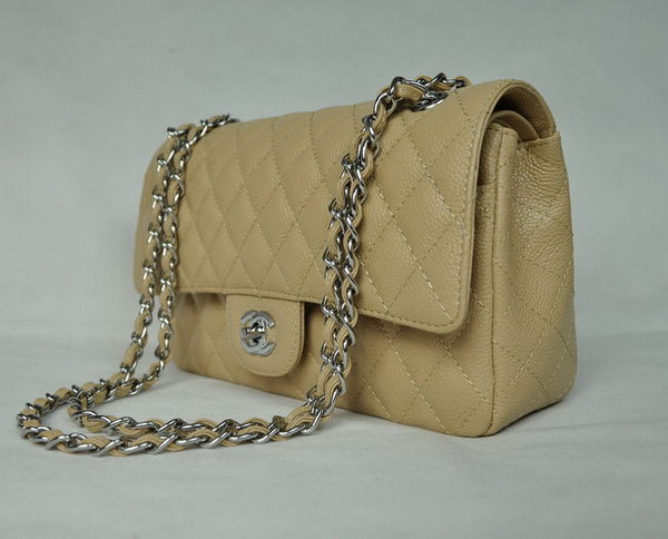 Chanel 2.55 Quilted Flap Bag 1112 Apricot with Silver Hardware