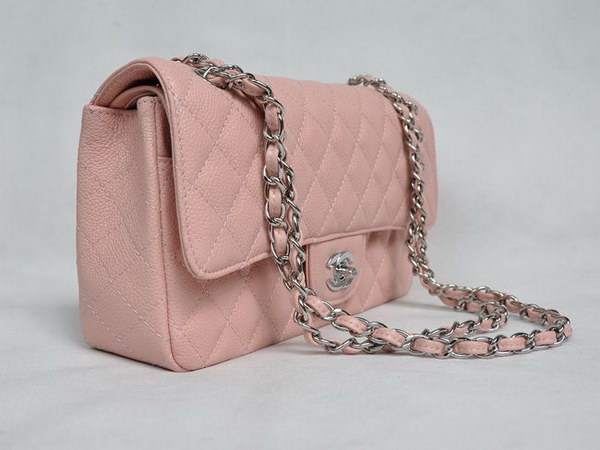 Chanel 2.55 Quilted Flap Bag 1112 Pink with Silver Hardware