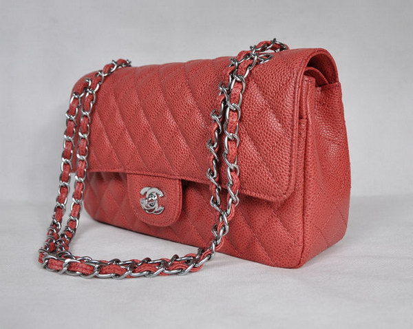 Chanel 2.55 Quilted Flap Bag 1112 Red with Silver Hardware