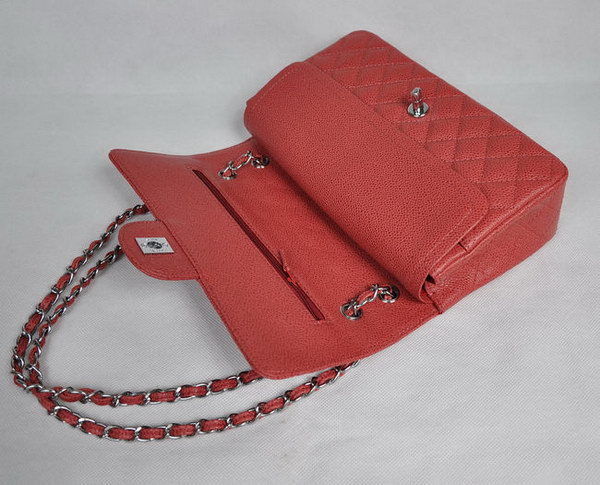 Chanel 2.55 Quilted Flap Bag 1112 Red with Silver Hardware