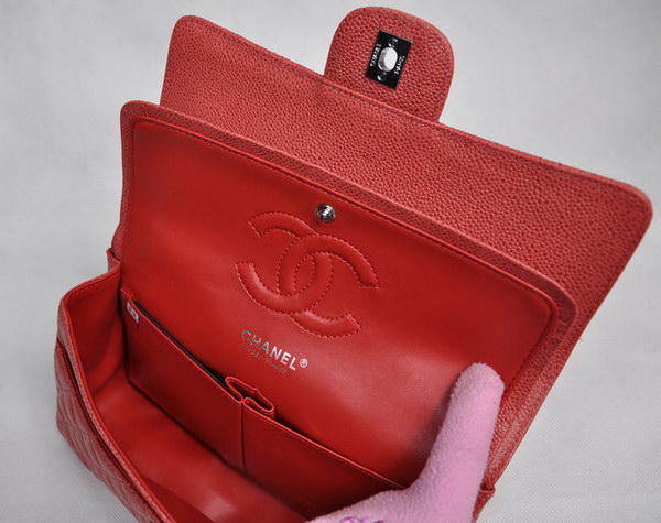 Chanel 2.55 Quilted Flap Bag 1112 Red with Silver Hardware