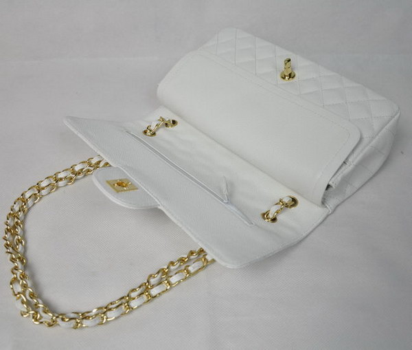 Chanel 2.55 Quilted Flap Bag 1112 White with Gold Hardware