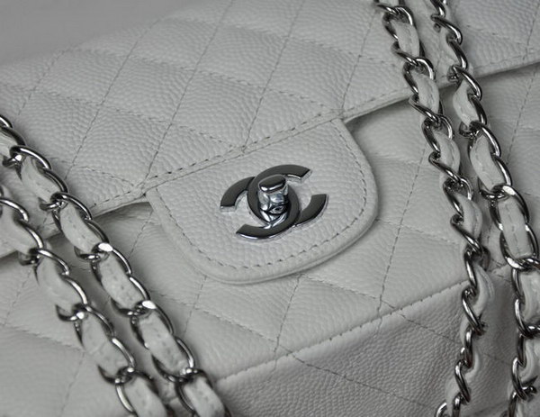 Chanel 2.55 Quilted Flap Bag 1112 White with Silver Hardware