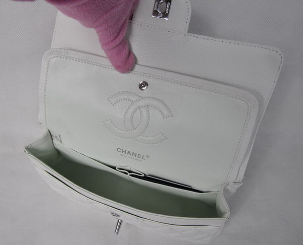 Chanel 2.55 Quilted Flap Bag 1112 White with Silver Hardware