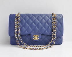 Chanel Classic 2.55 Series Blue Caviar Golden Chain Quilted Flap Bag 1113