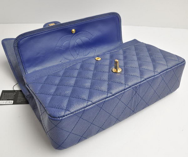 Chanel Classic 2.55 Series Blue Caviar Golden Chain Quilted Flap Bag 1113