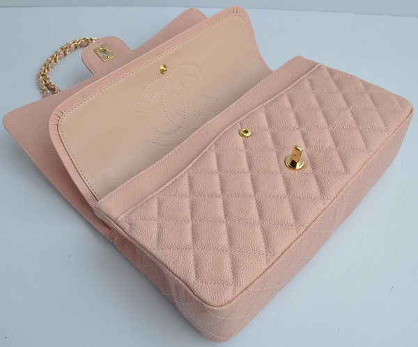 Chanel Classic 2.55 Series Pink Caviar Golden Chain Quilted Flap Bag 1113