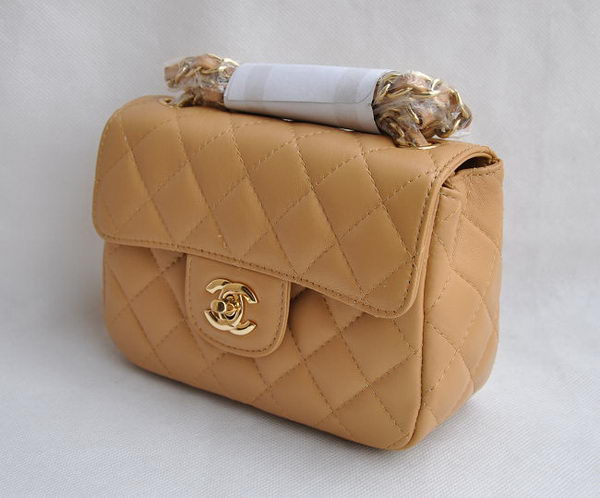 Chanel Classic Apricot Lambskin Golden Chain Quilted Flap Bag 1115