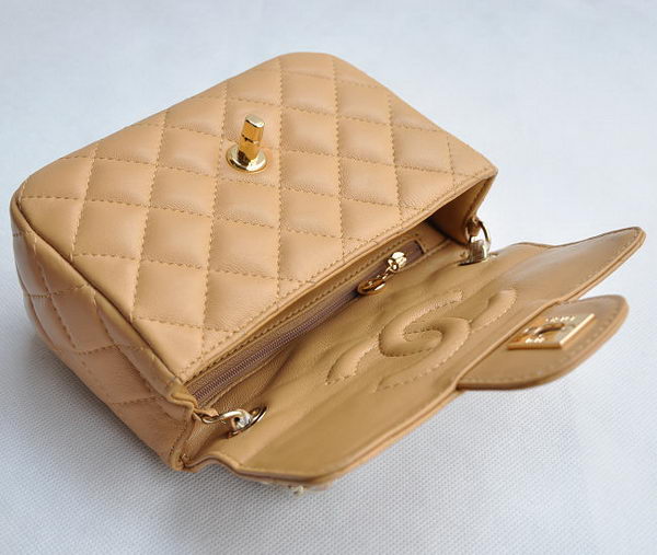 Chanel Classic Apricot Lambskin Golden Chain Quilted Flap Bag 1115