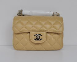 Chanel Classic Apricot Lambskin Silver Chain Quilted Flap Bag 1115