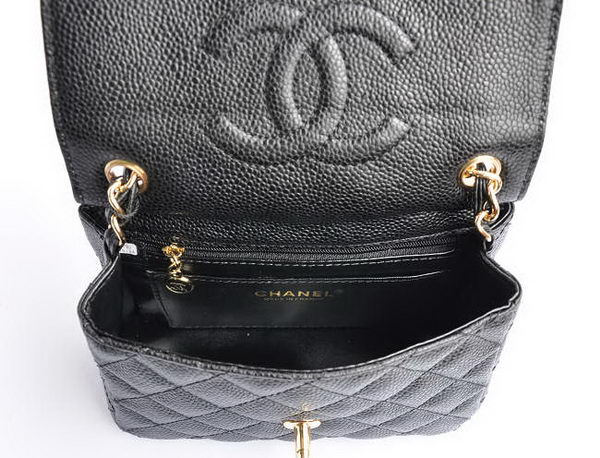 Chanel Classic Black Caviar Golden Chain Quilted Flap Bag