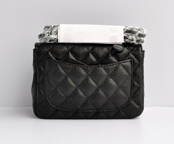 Chanel Classic Black Caviar Silver Chain Quilted Flap Bag