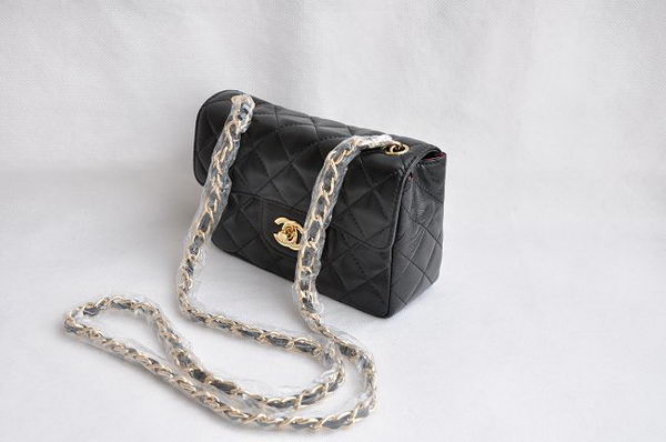 Chanel Quilted Flap Bag 1115 Black Lambskin Golden Chain