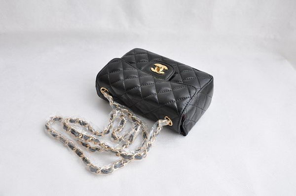 Chanel Quilted Flap Bag 1115 Black Lambskin Golden Chain