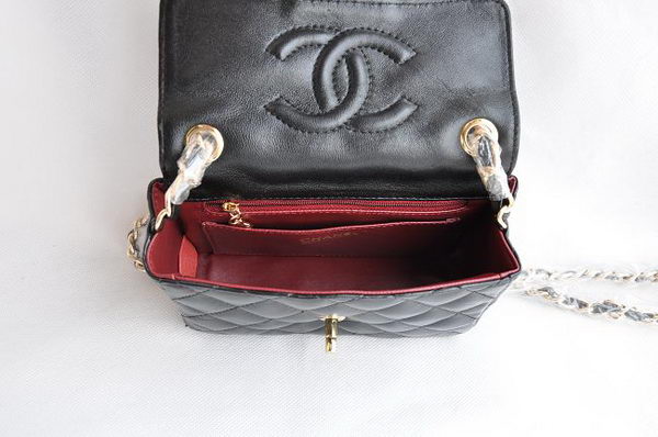 Chanel Quilted Flap Bag 1115 Black Lambskin Golden Chain