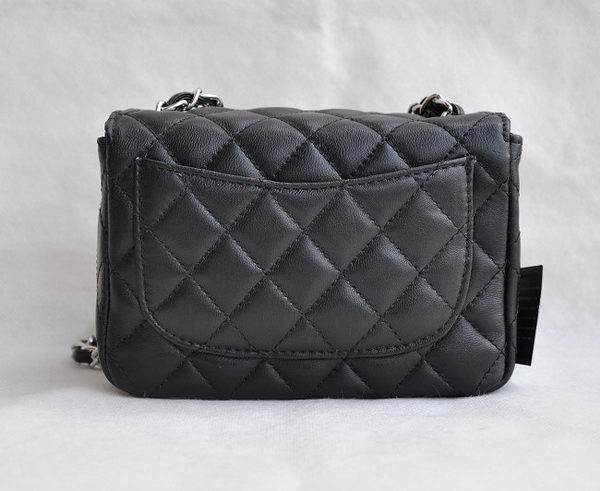 Chanel Classic Black Lambskin Silver Chain Quilted Flap Bag 1115