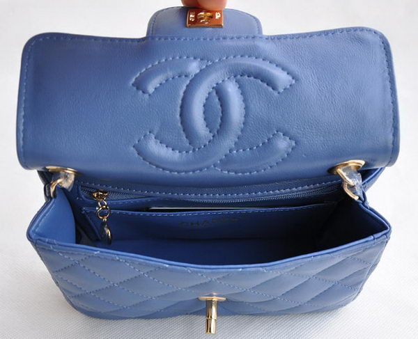 Chanel Classic Blue Lambskin Golden Chain Quilted Flap Bag 1115