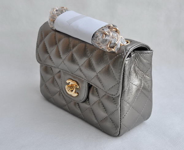 Chanel Classic Iron Gray Lambskin Golden Chain Quilted Flap Bag 1115