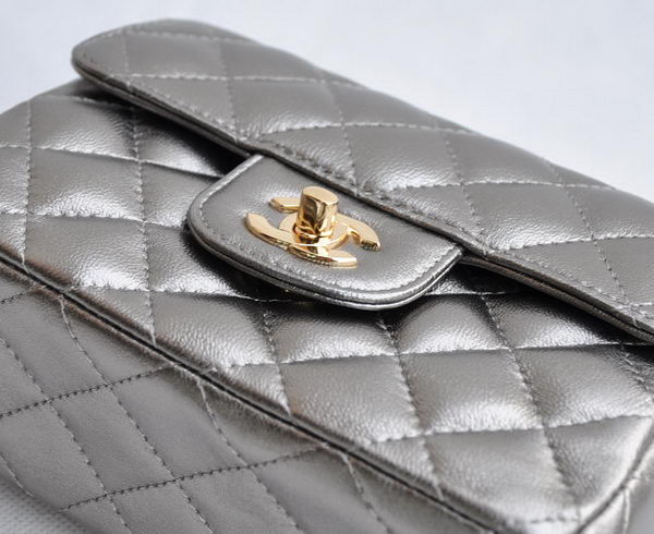 Chanel Classic Iron Gray Lambskin Golden Chain Quilted Flap Bag 1115