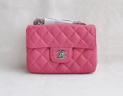 Chanel Classic Plum Red Lambskin Silver Chain Quilted Flap Bag 1115