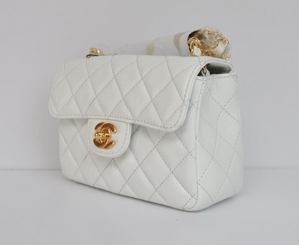 Chanel Classic White Lambskin Golden Chain Quilted Flap Bag 1115