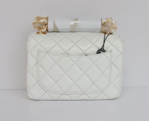 Chanel Classic White Lambskin Golden Chain Quilted Flap Bag 1115