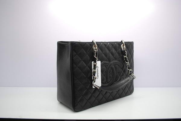 Chanel GST Caviar Leather Coco Bag A36092 Black Silver