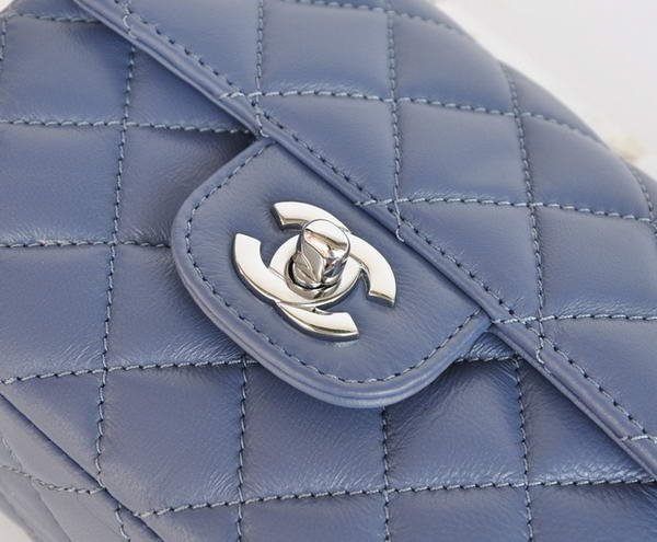 Cheap Chanel Classic mini Flap Bag 1115 Blue Sheepskin Silver Hardware