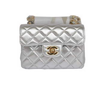 Cheap Chanel Classic mini Flap Bag 1115 Light Silver Sheepskin Golden Hardware