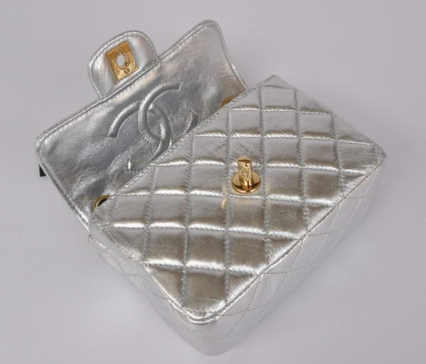 Cheap Chanel Classic mini Flap Bag 1115 Light Silver Sheepskin Golden Hardware